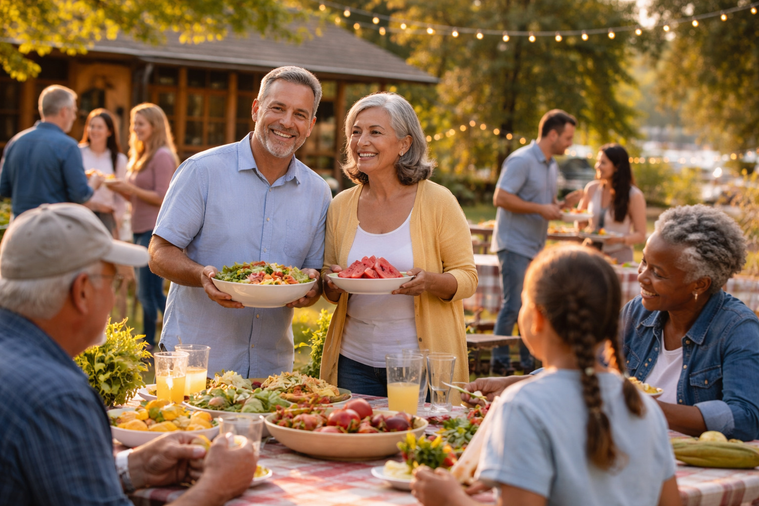 Neighbors gathered together at a community event