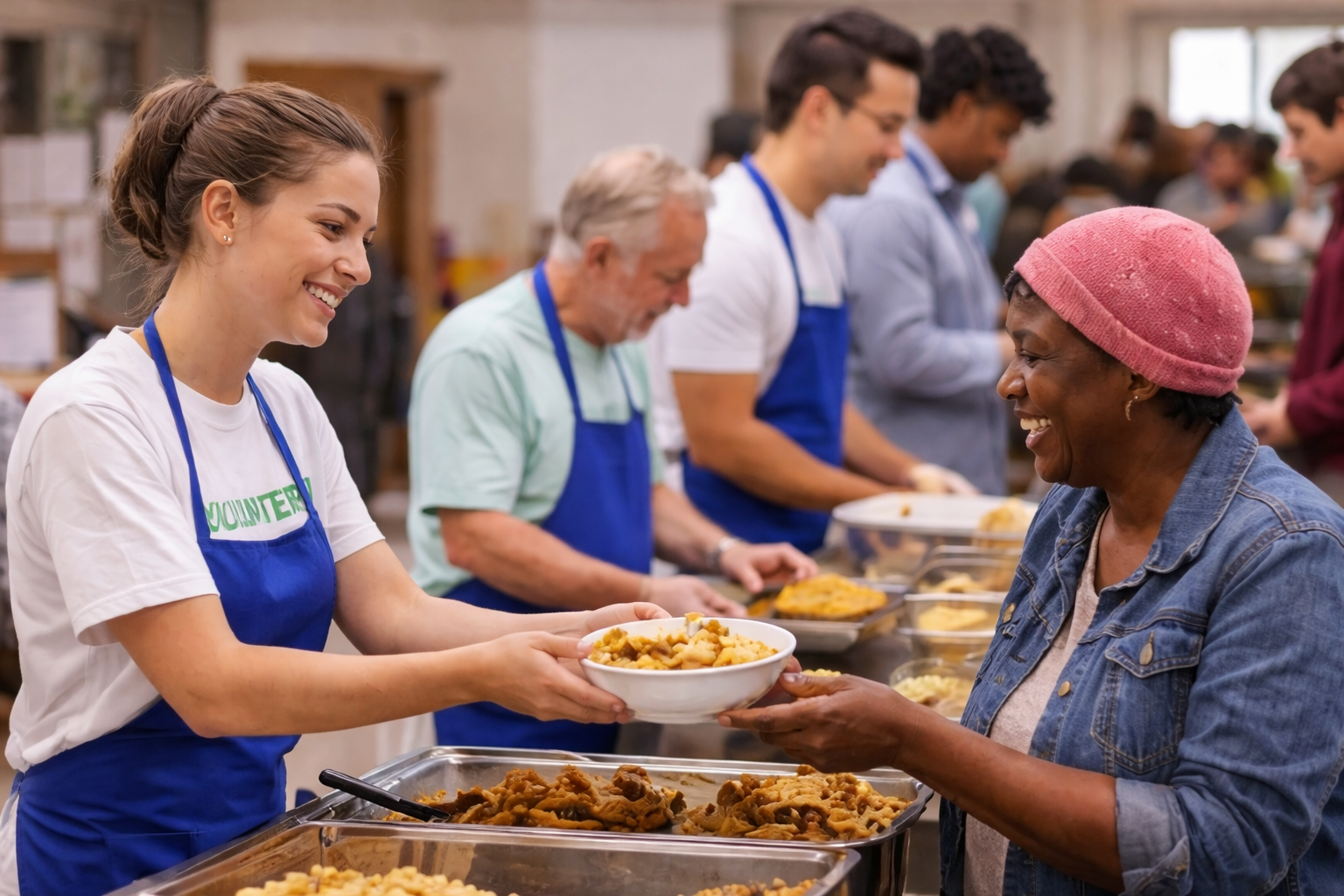 Volunteers helping at an event