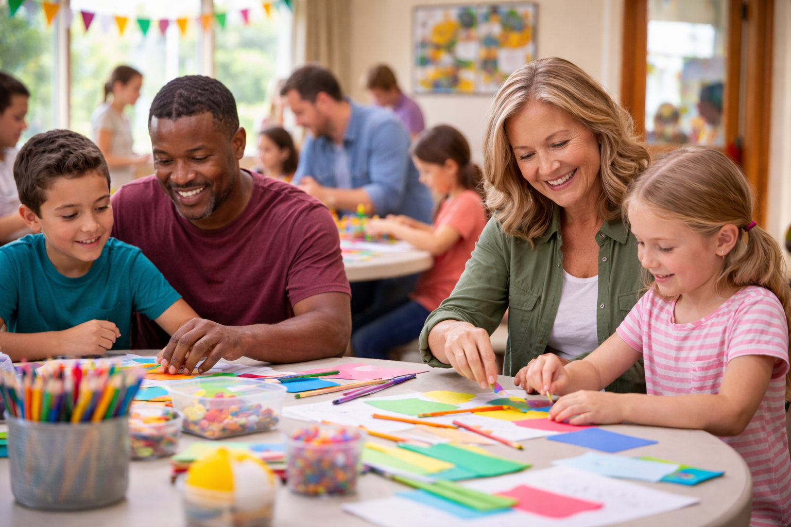 Children and families participating in a community program
